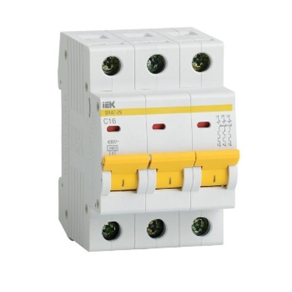 Автоматический выключатель ВА 47-29 4,5кА, С 16А, 3П, IEK MVA20-3-016-C (4шт)