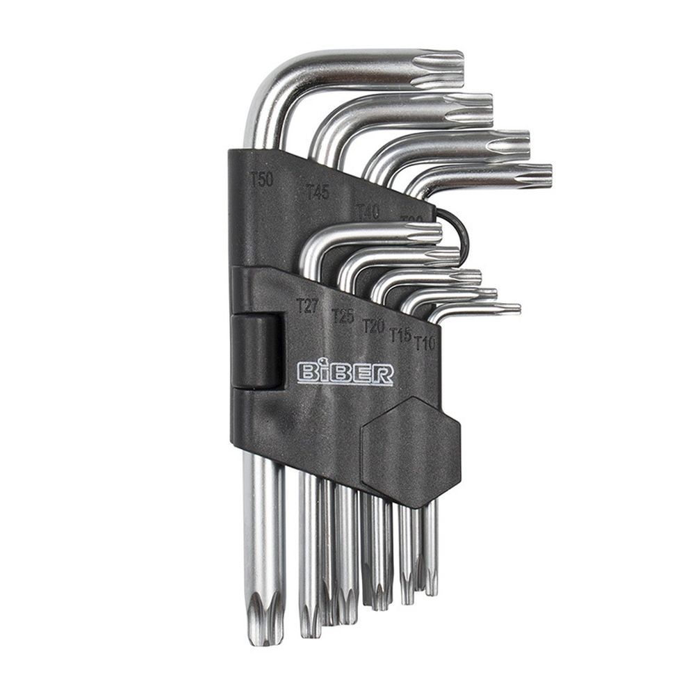 Набор инбусовых TORX ключей CRV 1,5-10 мм (9 шт) БИБЕР 90506 (кратность 10шт)