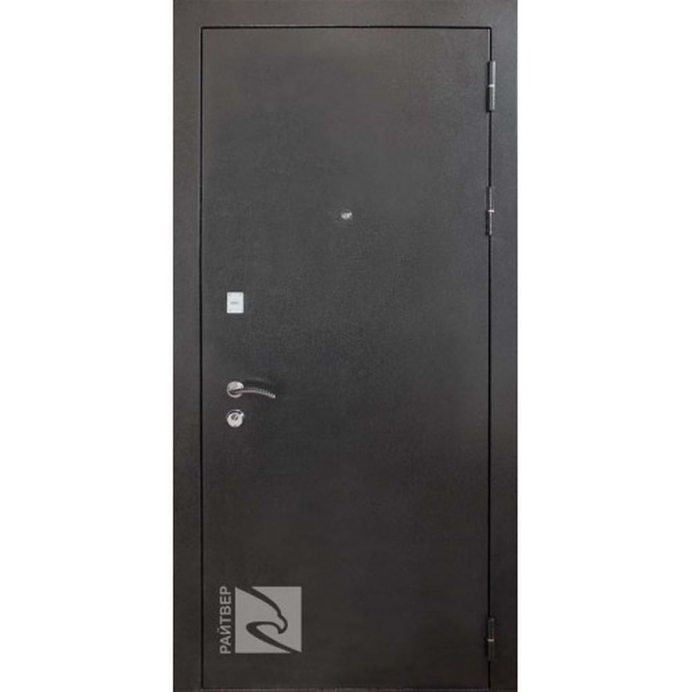 Дверь стальная Райтвер СТРОНГ 100 (мет/мет серебро черн) 860х2050 левая фурнитура внутри