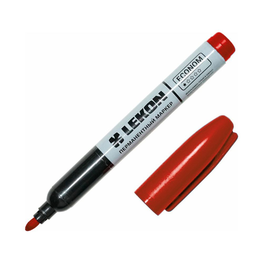 Маркер-краска LEKON ECONOM перманентный красный 012413 (кратность 10шт)