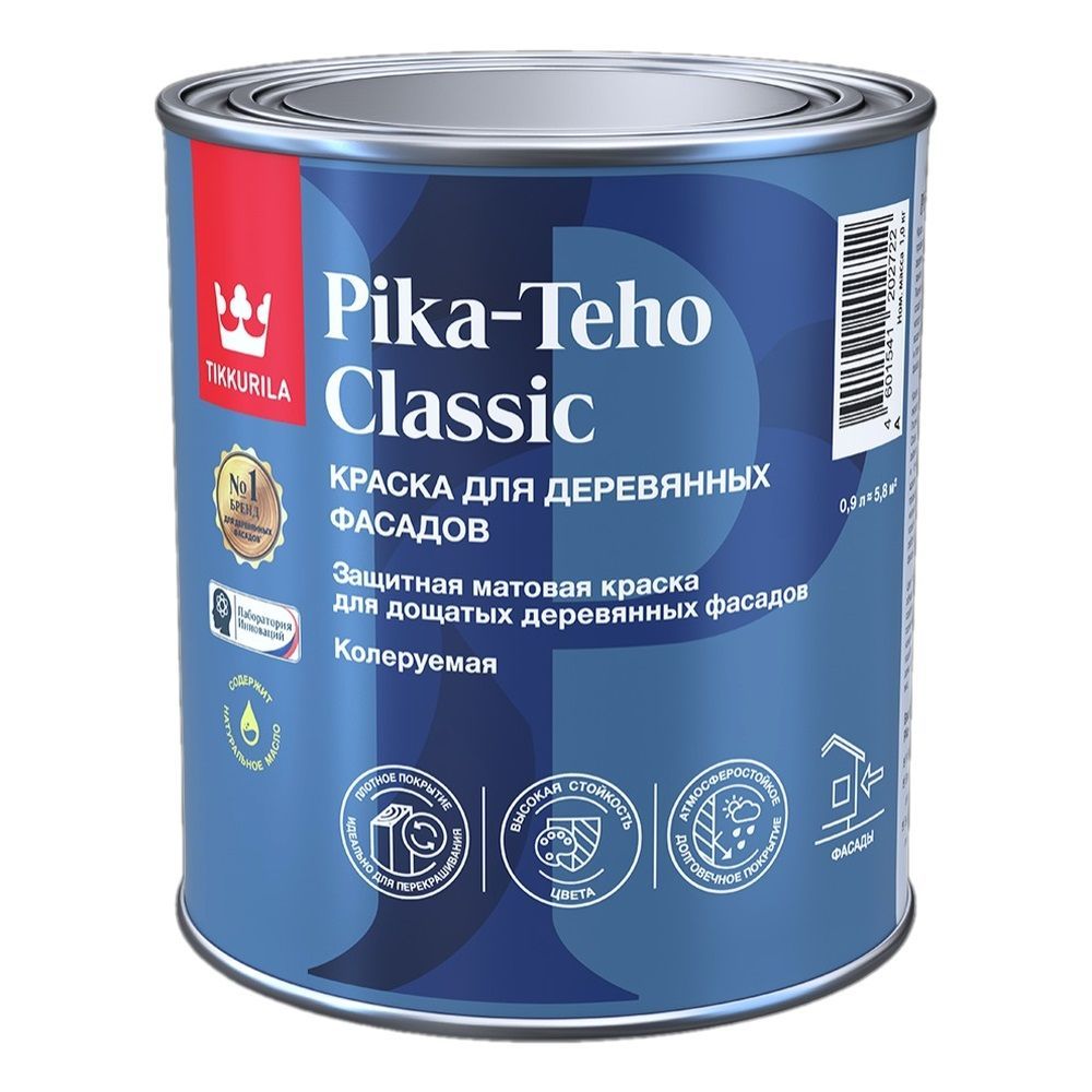 Краска для домов PIKA-TEHO CLASSIC C мат 0,9л (6шт)