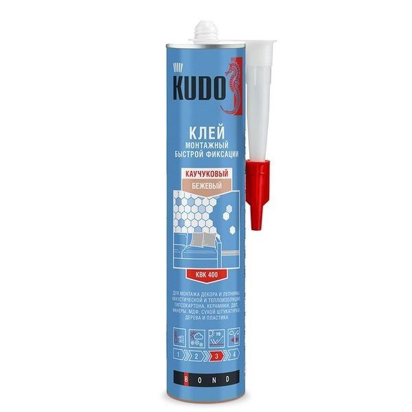 Универсальный монтажный клей быстрой фиксации на каучуковой основе KUDO 300мл (12шт) KBK-400