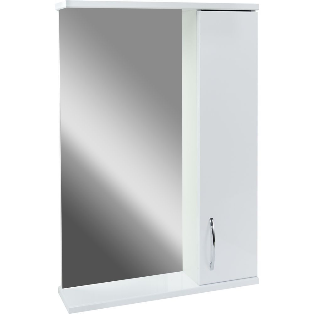 Зеркало "Эко-45" (DORATIZ) правое белый, со шкафчиком 450х147х730