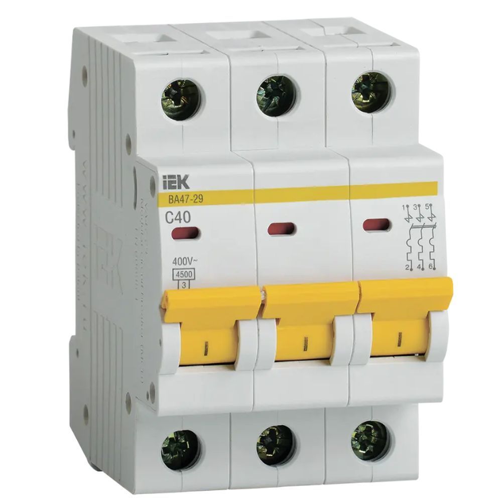 Автоматический выключатель ВА 47-29 4,5кА, С 40А, 3П, IEK MVA20-3-040-C (4шт)