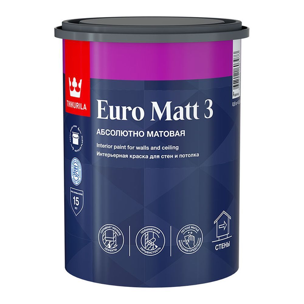 Краска интерьерная EURO MATT 3 A гл/мат 0,9л (6шт) (Распродажа)