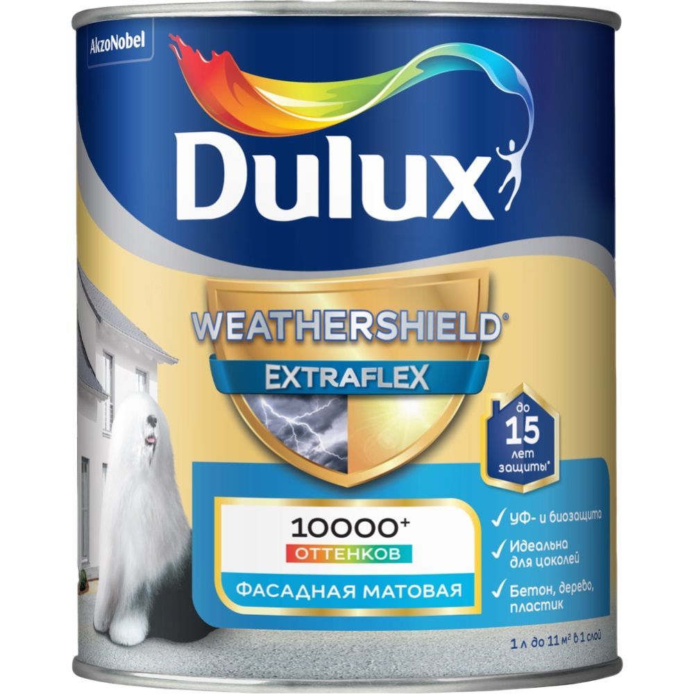 Краска фасадная Dulux Weathershield Extraflex матовая база BС 0,9л