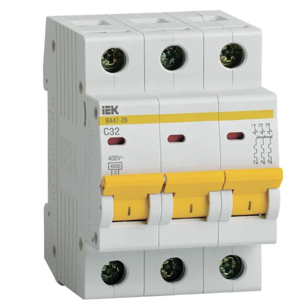 Автоматический выключатель ВА 47-29 4,5кА, С 32А, 3П, IEK MVA20-3-032-C (4шт)