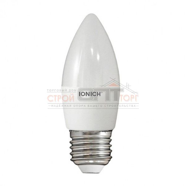 Лампа светодиодная  8Вт свеча 6500К  хол. белый свет LED E27 С37 230В IONICH 1539 (10/100 шт)
