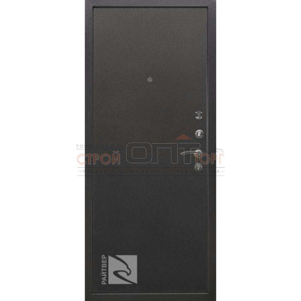 Дверь стальная Райтвер СТРОНГ 100 (мет/мет серебро черн) 860х2050 правая фурнитура внутри