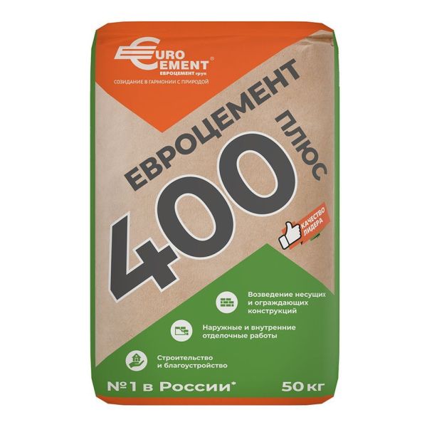 Цемент ПЦ-400Д20 Евроцемент 50кг (39подд)
