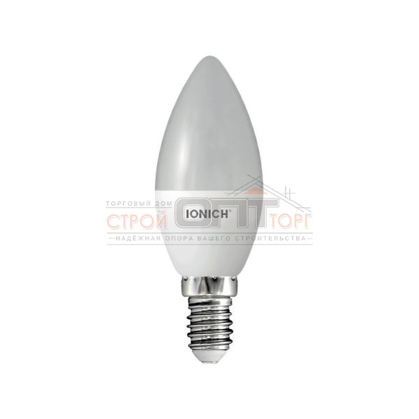 Лампа светодиодная 6Вт свеча 2700К тепл. белый свет  LED E14 C37 230В IONICH 1630 (10/100шт)