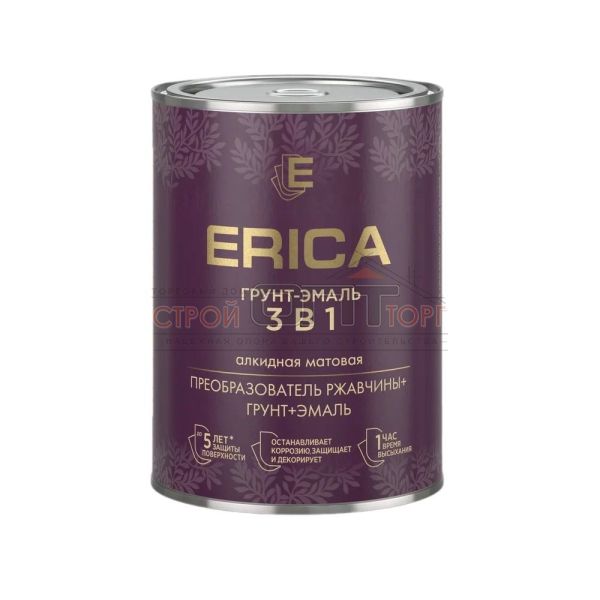 Грунт-эмаль 3в1 КРАСНАЯ 0,8 кг (14шт) Erica