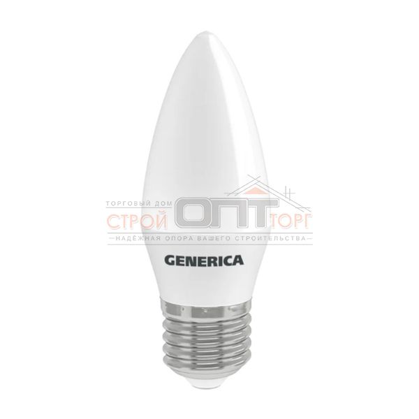 Лампа светодиодная 10Вт свеча 3000К тепл. белый свет E27 230В GENERICA LL-С35-10-230-30-E27-G