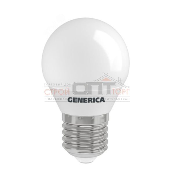 Лампа светодиодная 10Вт шар 6500К хол. белый свет E27 230В GENERICA LL-G45-10-230-65-E27-G