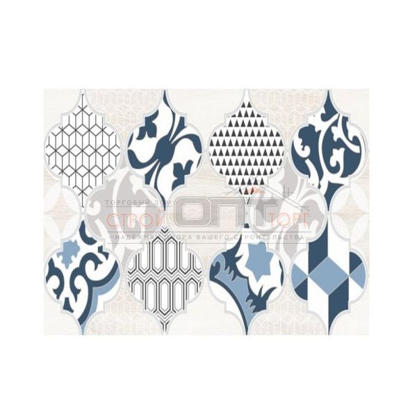 Плитка настенная LB декор 1 Мореска синий (1641-8629) 20х40 (8шт/уп)