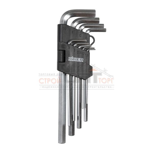 Набор инбусовых ключей средних CRV 1,5-10 мм (9 шт) БИБЕР 90504