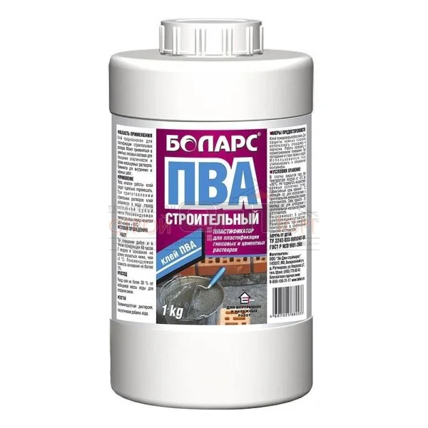 Клей ПВА СТРОИТЕЛЬНЫЙ пластификатор БОЛАРС 1 кг