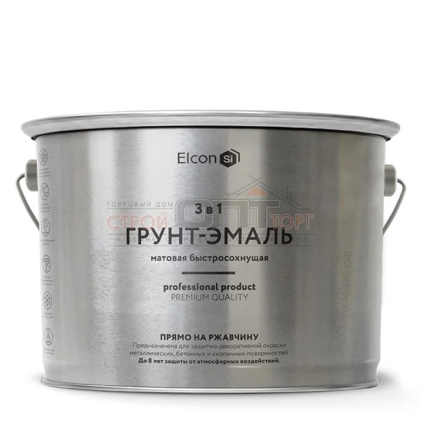 Грунт-эмаль по ржавчине  3в1 матовая графит 2 кг (4 шт) Elcon