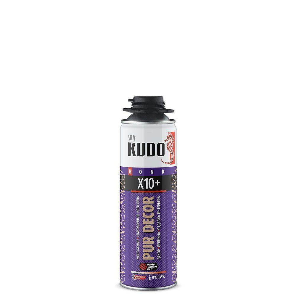 Клей-пена KUDO PROFF PUR DECOR X10+ монтажный и стыковочный 650мл (12шт)  KUPP06B10HC